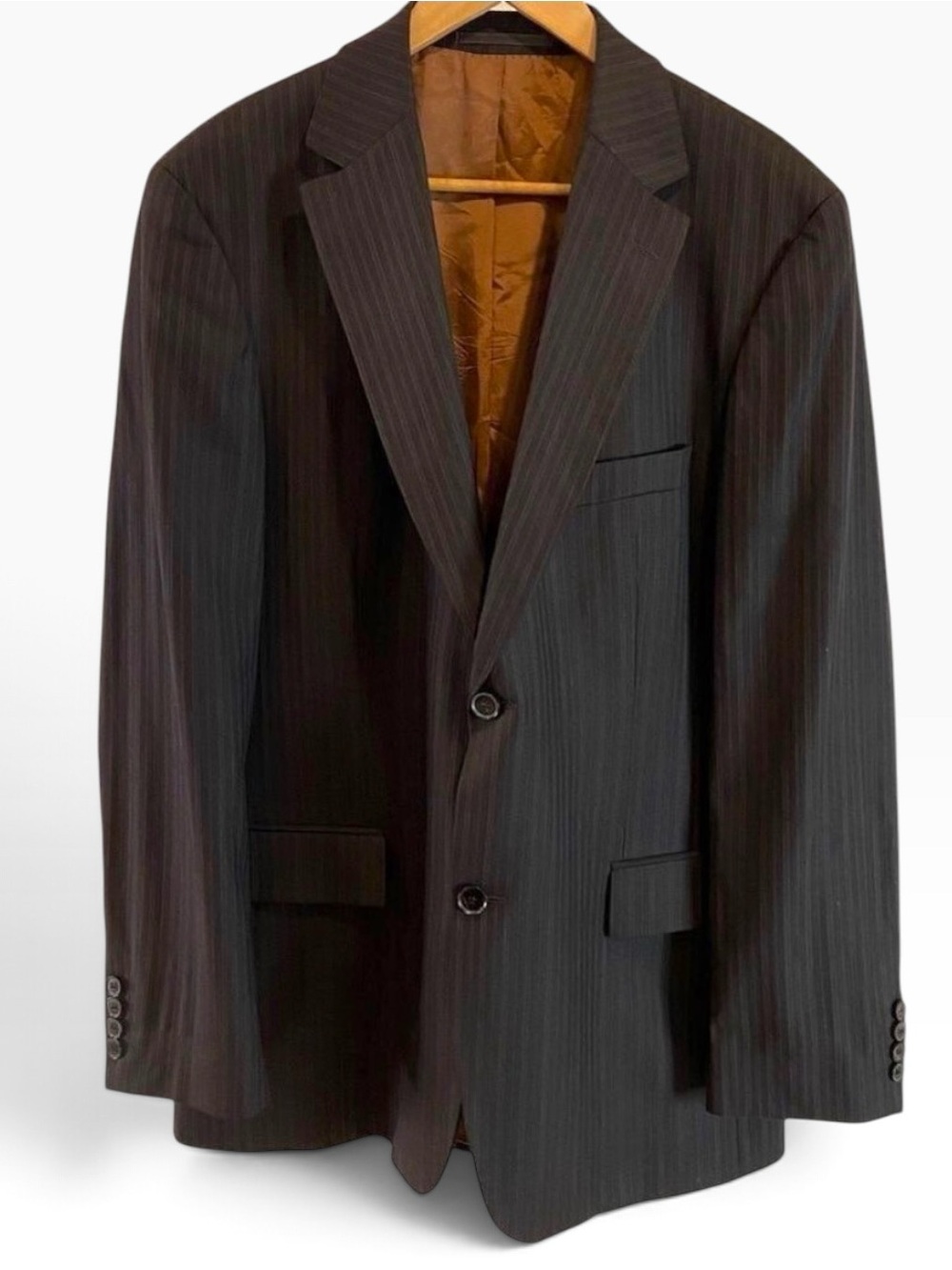 Hugo Boss blazer Passolini movie Super 120’s brown pinstripes 100% wool size 52